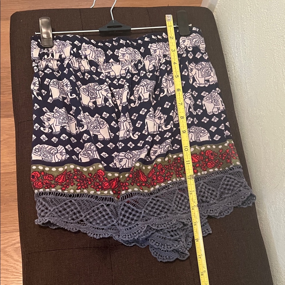 #1273=Bohemian Navy Elephant Print Women's Shorts - Picture 3 of 11